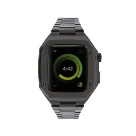 Newface Apple Watch 44Mm Metal Petek Kasalı Kordon - Siyah