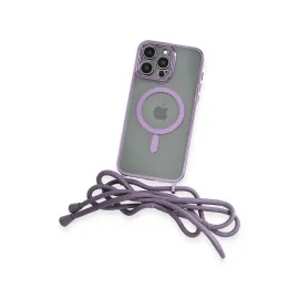 Newface Iphone 13 Pro Max Kılıf Divo Lazer Askılı Magsafe Kapak - Lila