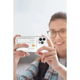 Newface Iphone 14 Plus Kılıf Kart Şeffaf Silikon - Şeffaf