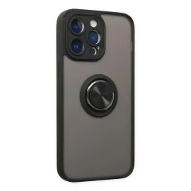 Newface Iphone 14 Pro Kılıf Montreal Yüzüklü Silikon Kapak - Siyah