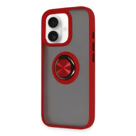 Newface Iphone 16 Kılıf Montreal Yüzüklü Silikon Kapak - Kırmızı