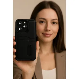 Newface Iphone 16E Kılıf Sara Kartvizitli Deri Kılıf - Lacivert