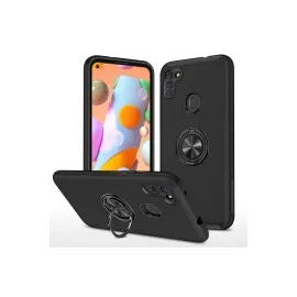 Newface Samsung Galaxy A11 Kılıf Elit Yüzüklü Kapak - Siyah