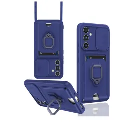 Newface Samsung Galaxy A14 4G Kılıf Zuma Kartvizitli Yüzüklü Silikon - Lacivert