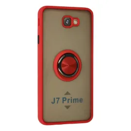 Newface Samsung Galaxy J7 Prime Kılıf Montreal Yüzüklü Silikon Kapak - Kırmızı