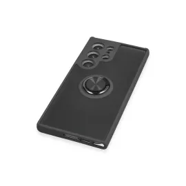 Newface Samsung Galaxy S23 Ultra Kılıf Montreal Yüzüklü Silikon Kapak - Siyah