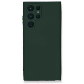 Newface Samsung Galaxy S23 Ultra Kılıf Nano Içi Kadife Silikon - Koyu Yeşil