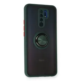 Newface Xiaomi Redmi 9 Kılıf Montreal Yüzüklü Silikon Kapak - Yeşil