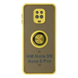 Newface Xiaomi Redmi Note 9 Pro Kılıf Montreal Yüzüklü Silikon Kapak - Sarı