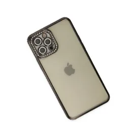 Newface Iphone 12 Pro Kılıf Joke Taşlı Silikon - Siyah