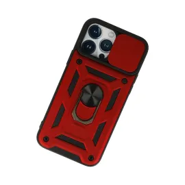 Newface Iphone 13 Pro Kılıf Pars Lens Yüzüklü Silikon - Kırmızı