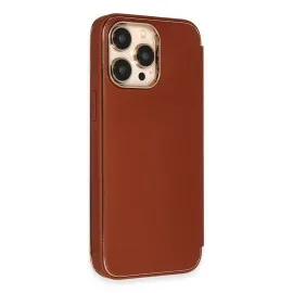 Newface Iphone 14 Pro Max Kılıf Dolpin Kapaklı - Kahverengi