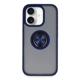 Newface Iphone 16 Kılıf Montreal Yüzüklü Silikon Kapak - Lacivert