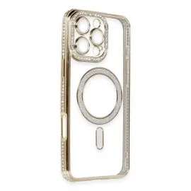 Newface Iphone 16 Pro Kılıf Joke Simli Magneticsafe Kılıf - Gold