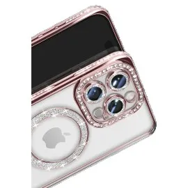 Newface Iphone 16 Pro Max Kılıf Joke Simli Magneticsafe Kılıf - Pembe