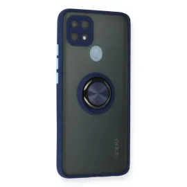 Newface Oppo A15 Kılıf Montreal Yüzüklü Silikon Kapak - Lacivert