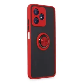 Newface Realme C53 Kılıf Montreal Yüzüklü Silikon Kapak - Kırmızı