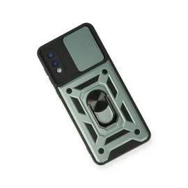 Newface Samsung Galaxy A02 Kılıf Pars Lens Yüzüklü Silikon - Yeşil