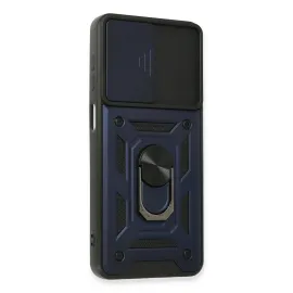 Newface Samsung Galaxy A22 Kılıf Pars Lens Yüzüklü Silikon - Lacivert