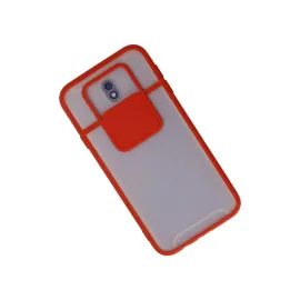 Newface Samsung Galaxy J7 Pro / J730 Kılıf Palm Buzlu Kamera Sürgülü Silikon - Kırmızı