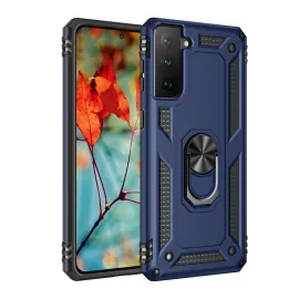 Newface Samsung Galaxy S21 Kılıf Sofya Yüzüklü Silikon Kapak - Lacivert