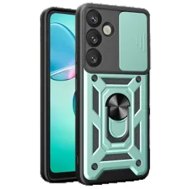 Newface Samsung Galaxy S25 Plus Kılıf Pars Lens Yüzüklü Silikon - Yeşil
