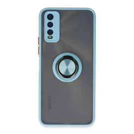 Newface Vivo Y11S Kılıf Montreal Yüzüklü Silikon Kapak - Buz Mavi