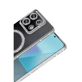 Newface Xiaomi Redmi Note 13 Pro 4G Joke Simli Magneticsafe Kılıf - Gümüş