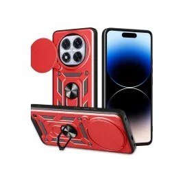 Newface Xiaomi Redmi Note 14 Pro Plus Kılıf Pars Lens Yüzüklü Silikon - Kırmızı