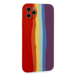 Newface Iphone 11 Pro Kılıf Ebruli Lansman Silikon - Kırmızı-Mor