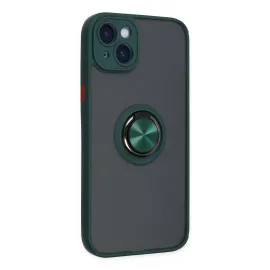 Newface Iphone 14 Kılıf Montreal Yüzüklü Silikon Kapak - Yeşil