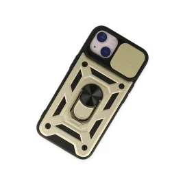 Newface Iphone 14 Kılıf Pars Lens Yüzüklü Silikon - Gold