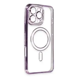 Newface Iphone 16 Pro Kılıf Joke Simli Magneticsafe Kılıf - Derin Mor