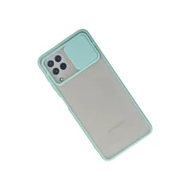 Newface Samsung Galaxy A22 Kılıf Palm Buzlu Kamera Sürgülü Silikon - Turkuaz