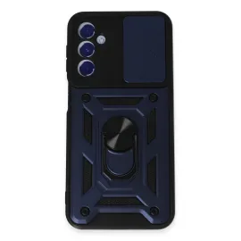 Newface Samsung Galaxy M34 5G Kılıf Pars Lens Yüzüklü Silikon - Lacivert