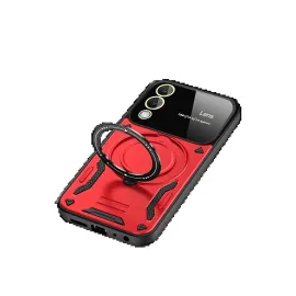 Newface Samsung Galaxy S25 Fe Kılıf Joy Lens Standlı Kapak - Kırmızı