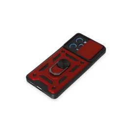 Newface Xiaomi Redmi Note 12 Pro 5G Kılıf Pars Lens Yüzüklü Silikon - Kırmızı