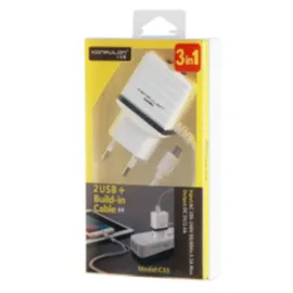Konfulon C33 Hızlı Şarj Cihazı 3in1 (Dahili Micro USB Kablolu)