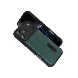 Newface Apple Iphone 17 Pro Max Sara Kartvizitli Deri Kılıf - Yeşil