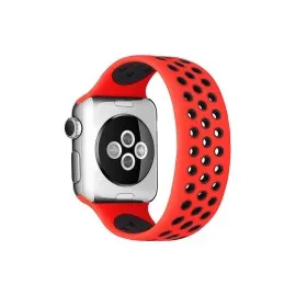 Newface Apple Watch 38Mm Ayarlı Delikli Silikon Kordon - Kırmızı-Siyah