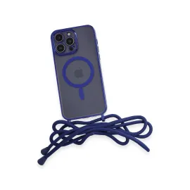 Newface Iphone 14 Pro Max Kılıf Divo Lazer Askılı Magsafe Kapak - Mavi