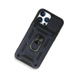 Newface Iphone 15 Pro Max Kılıf Pars Lens Yüzüklü Silikon - Lacivert