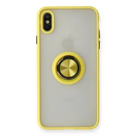 Newface Iphone X Kılıf Montreal Yüzüklü Silikon Kapak - Sarı