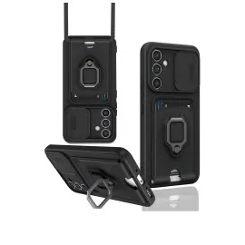 Newface Samsung Galaxy A14 4G Kılıf Zuma Kartvizitli Yüzüklü Silikon - Siyah