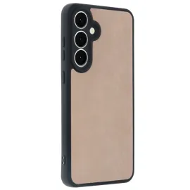 Newface Samsung Galaxy S24 Fe Kılıf Aras Deri Kapak - Pudra