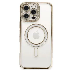 Newface Iphone 16 Pro Kılıf Joke Simli Magneticsafe Kılıf - Gold