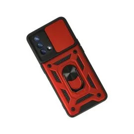 Newface Oppo A74 4G Kılıf Pars Lens Yüzüklü Silikon - Kırmızı