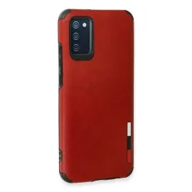 Newface Samsung Galaxy A03S Kılıf Loop Deri Silikon - Kırmızı