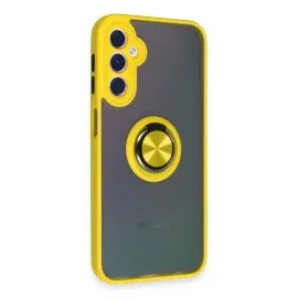 Newface Samsung Galaxy A24 4G Kılıf Montreal Yüzüklü Silikon Kapak - Sarı