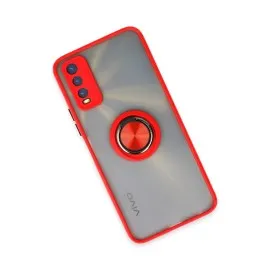 Newface Vivo Y11S Kılıf Montreal Yüzüklü Silikon Kapak - Kırmızı